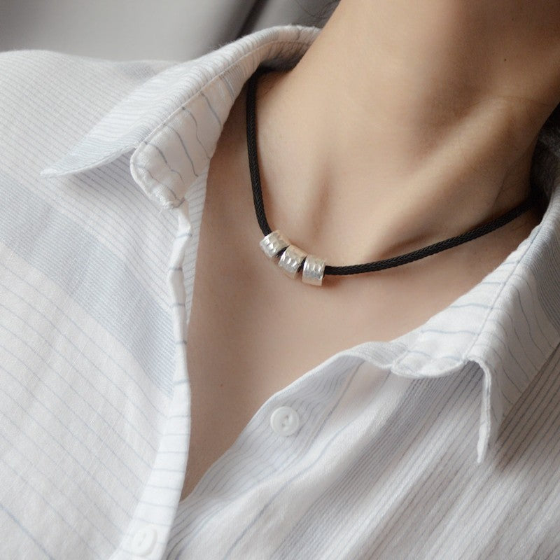 S925 Silver Punk Feather Necklace