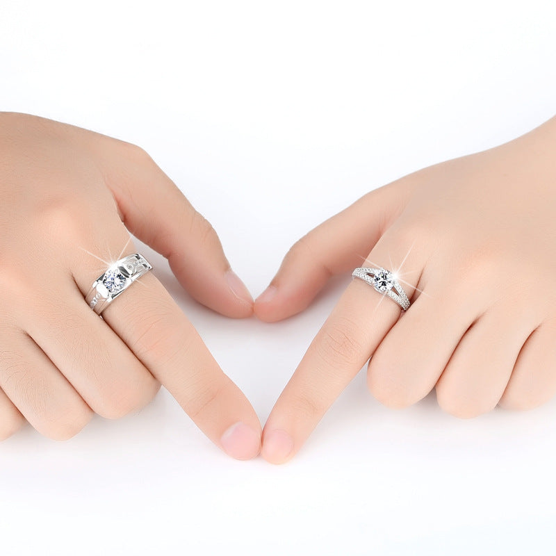 Diamond Couple Rings Men's Silver Plated Pair Rings