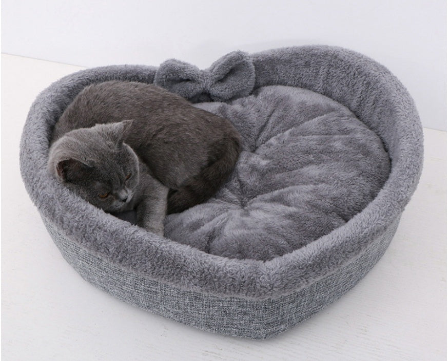 Heart Shape Soft Cozy Cat Pet Bed For Large Small Puppy Dog