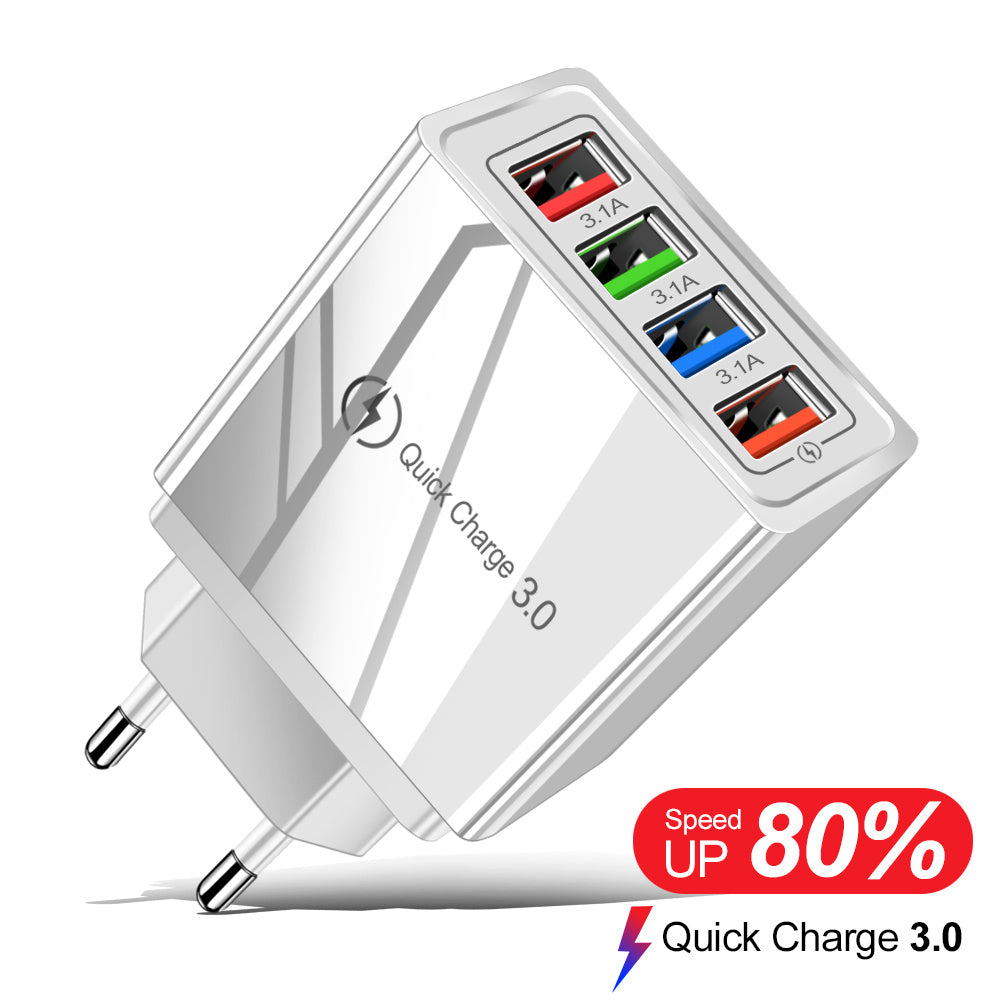 USB Charger Quick Charge 3.0 4 Phone Adapter