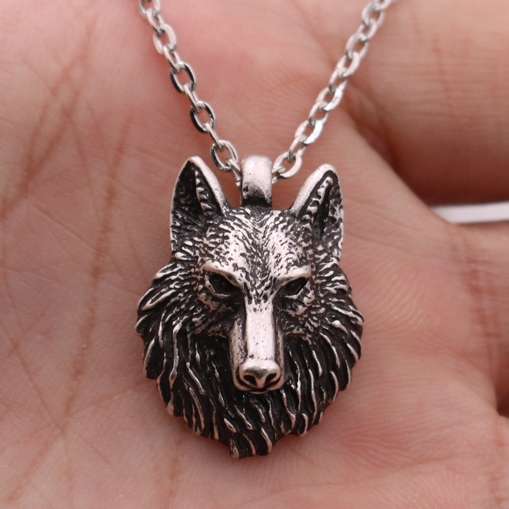 Wolf Head Necklace Popular Men