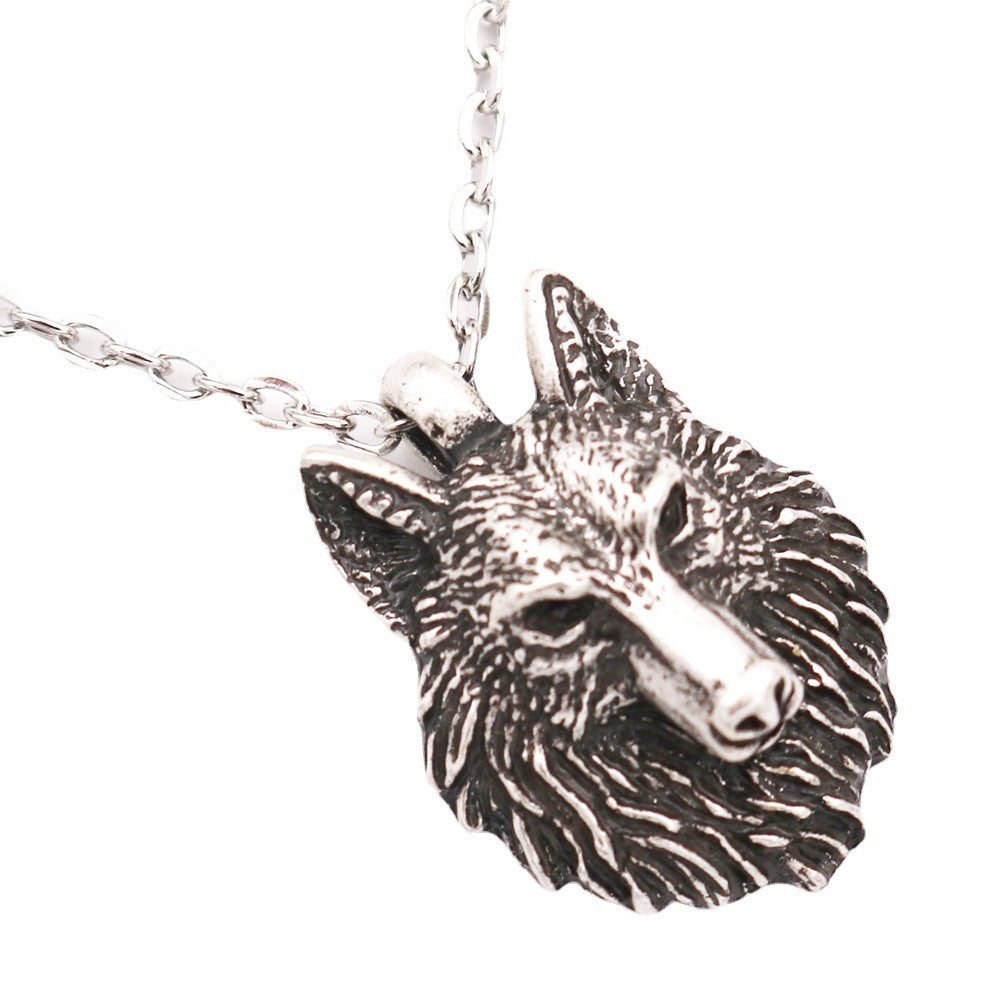 Wolf Head Necklace Popular Men