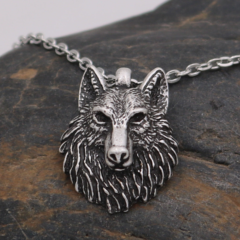 Wolf Head Necklace Popular Men