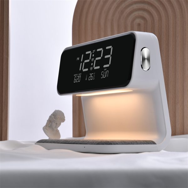 Creative 3 In 1 Bedside Lamp Wireless Charging LCD Screen Alarm Clock  Wireless Phone Charger - Image 8
