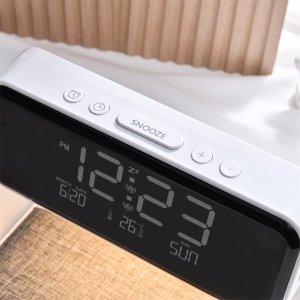 Creative 3 In 1 Bedside Lamp Wireless Charging LCD Screen Alarm Clock  Wireless Phone Charger - Image 9