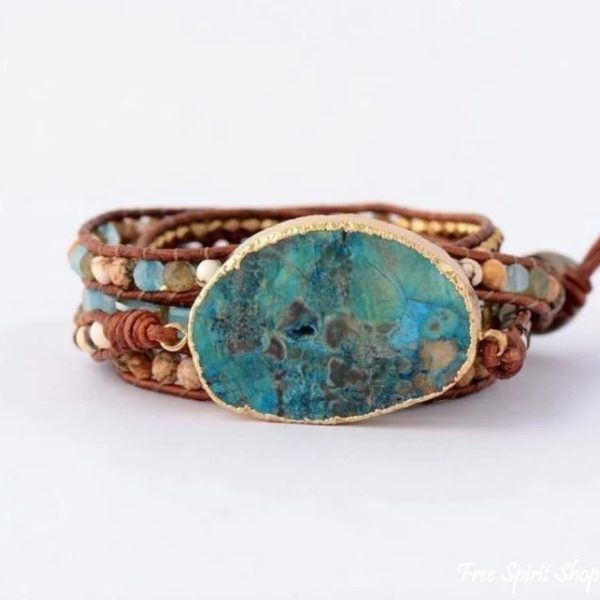 Natural Ocean Stone Leather Multi-layer Bracelet Simple - Image 6